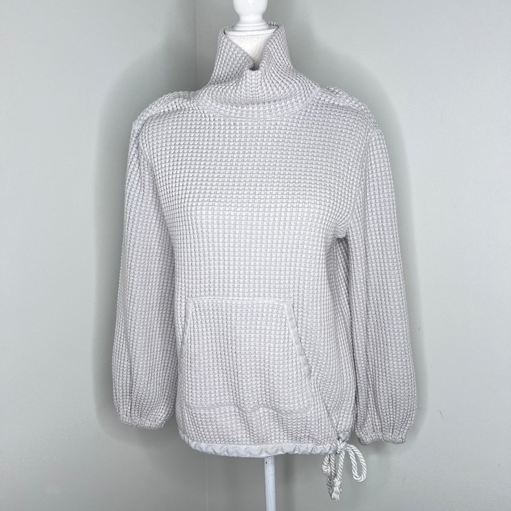 Faherty Echo Thermal Waffle Weave Pullover Sweater Gray S